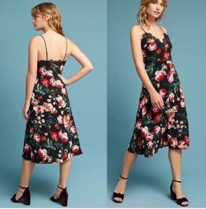 Foxiedox Lace Floral Mdi Dress Size Smal Lace Coquette Fairy Wedding Guest Black